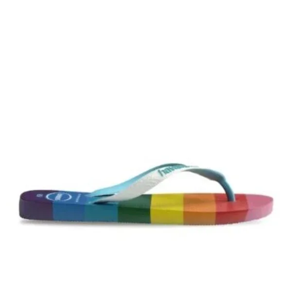 Rainbow Top Pride Themed Stripes Flip Flop - Picture 6 of 16